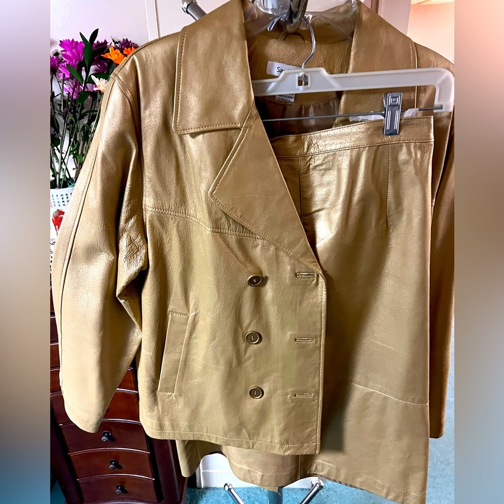 Genuine Leather Gold Coord Set